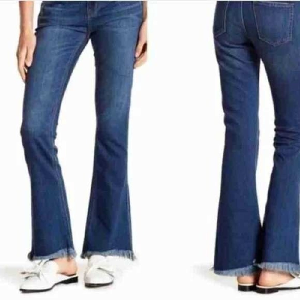Current Elliott Womens Blue The Flip Flop Loved Frayed Hem Bootcut Jeans Size 28